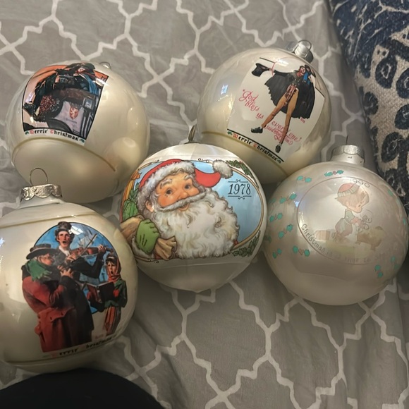 Precious Moments Other - Vintage Christmas Ornaments lot of 5 Norman Rockwell Precious Moments